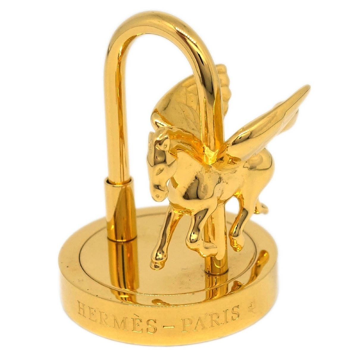 Hermès Gold Plated Pegasus Cadena Lock Charm Keychain Gold