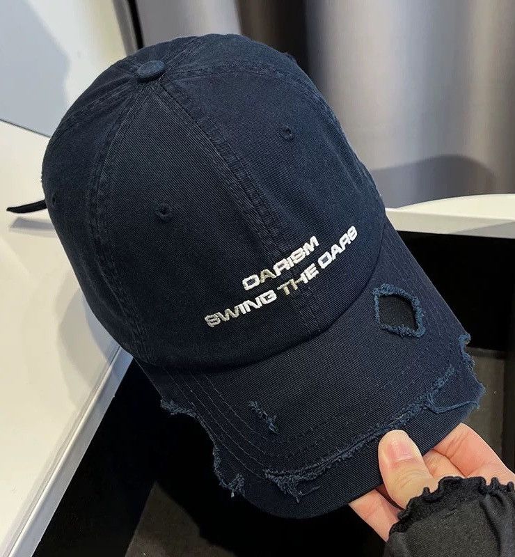 Japanese Brand Retro punk vintage damage distressed raw cap hat Size ONE SIZE - 4 Thumbnail