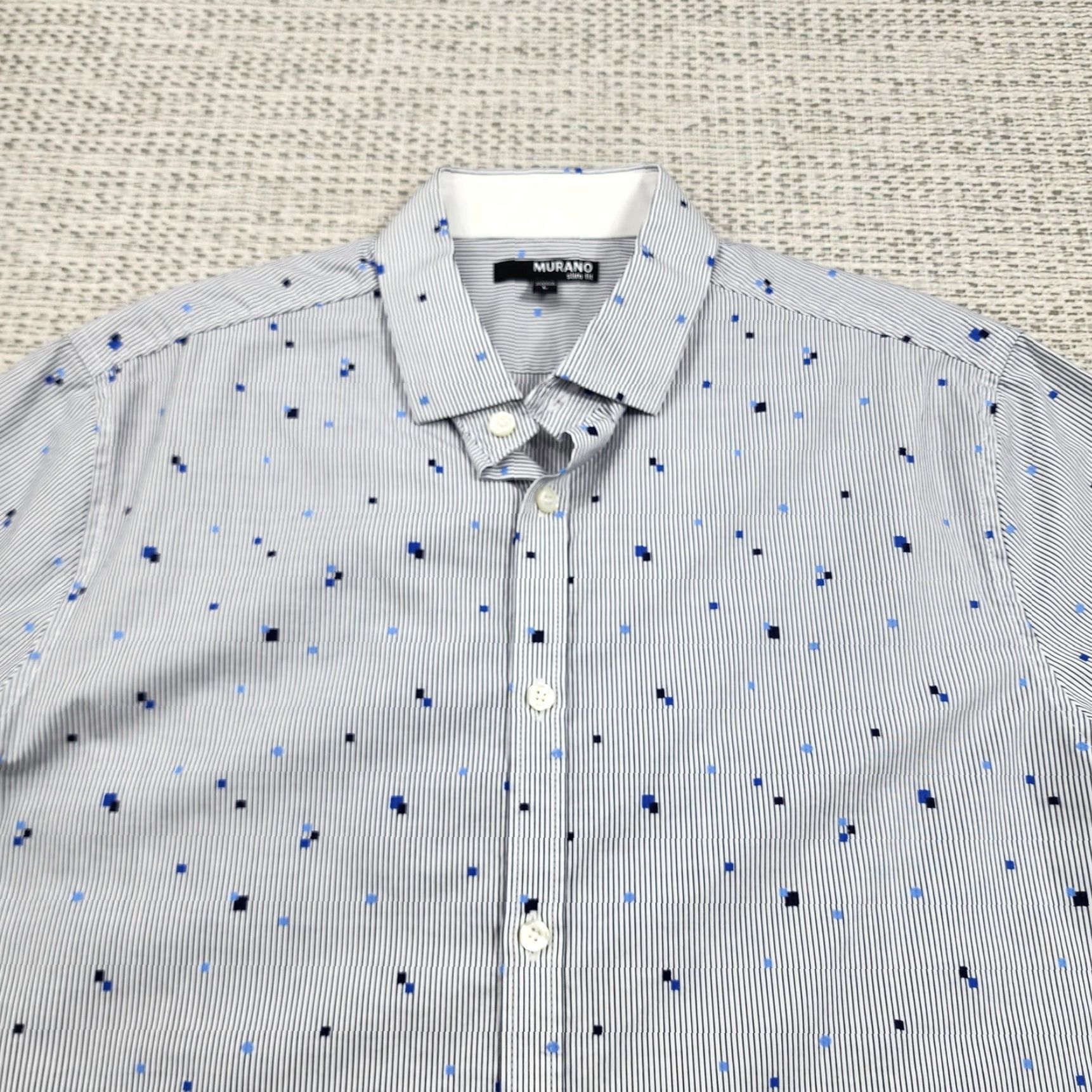 Murano Murano Shirt Mens Large Blue Stripe Slim Fit Short Sleeve Button Down Micro Dot Size US L / EU 52-54 / 3 - 4 Thumbnail