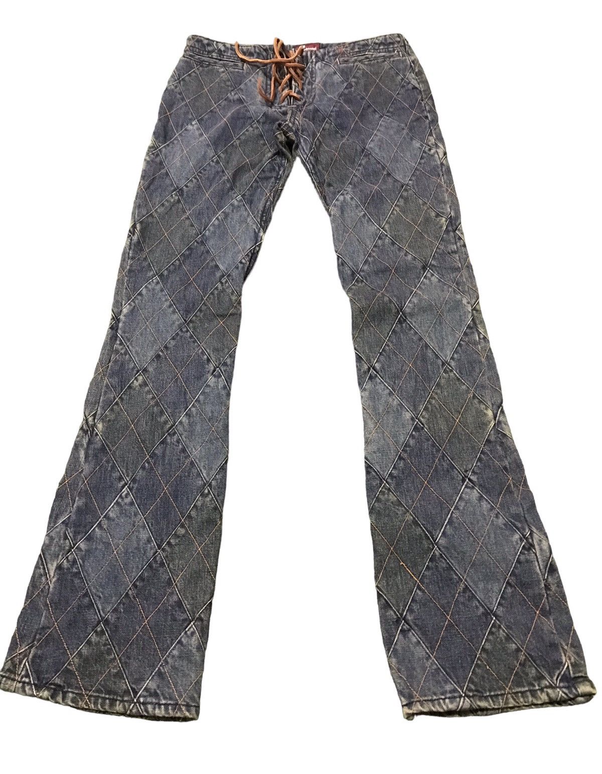 image of Very Rarecassopi Punk Bondage Style Flared Jeans in Blue, Men's (Size 28)