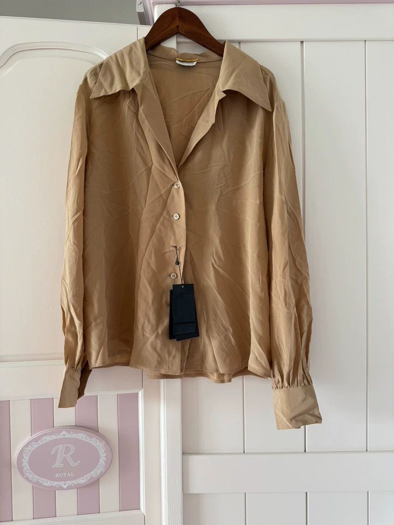 Saint Laurent Paris Saint laurent paris Khaki Silk Shirt 2506-Nextarrow Size S / US 4 / IT 40 - 1 Thumbnail
