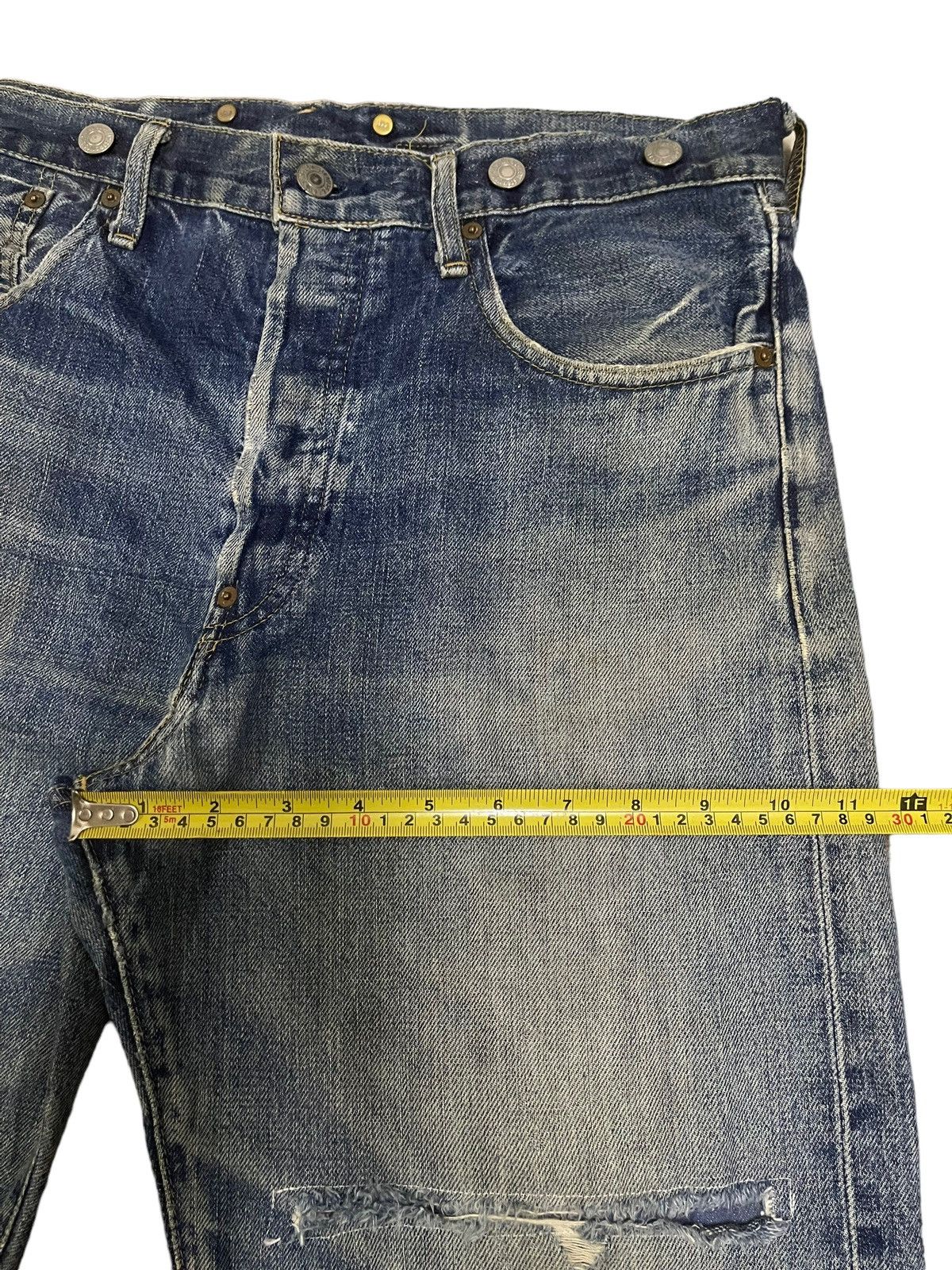 Levi's Vintage 80s Levis Blue Wash Distressed Style Short Jeans Size US 33 - 11 Thumbnail