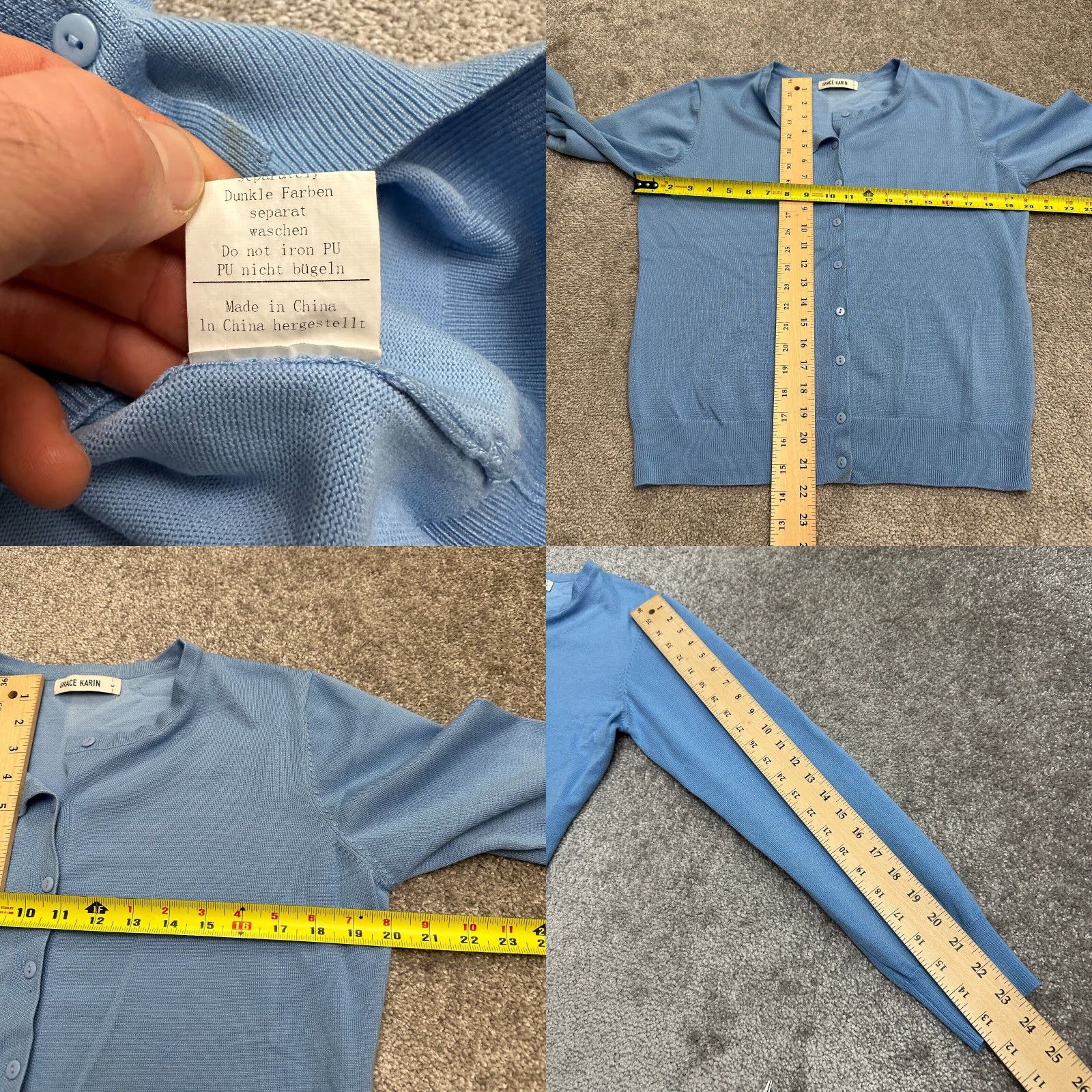 Vintage Grace Karin Cardigan Sweater Women Large Blue Button Down Knit Casual Workwear Womens Size L / US 10 / IT 46 - 8 Thumbnail