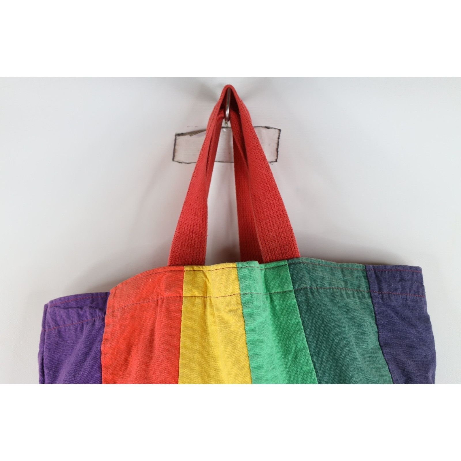 Vintage Vintage 90s Streetwear Rainbow Striped Lined Canvas Tote Bag Size ONE SIZE - 7 Thumbnail