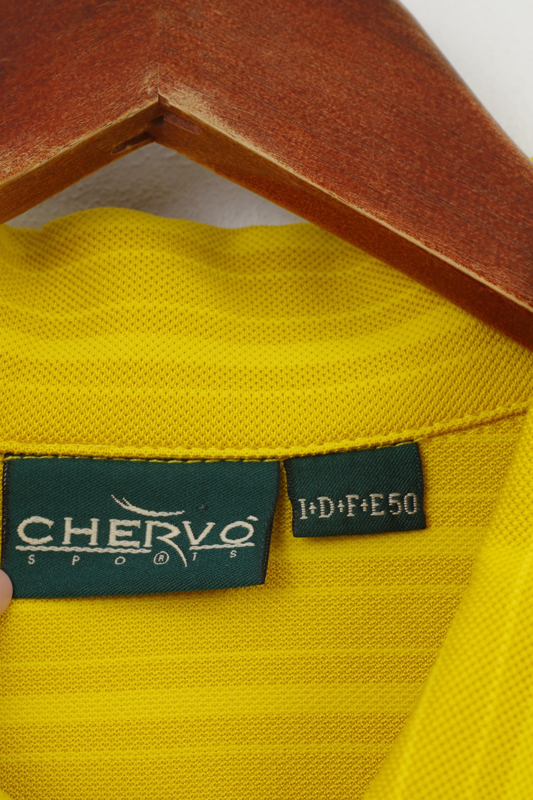 Vintage Chervo Men 50 L Polo Shirt Yellow Polyamid 10477 Size US L / EU 52-54 / 3 - 4 Thumbnail