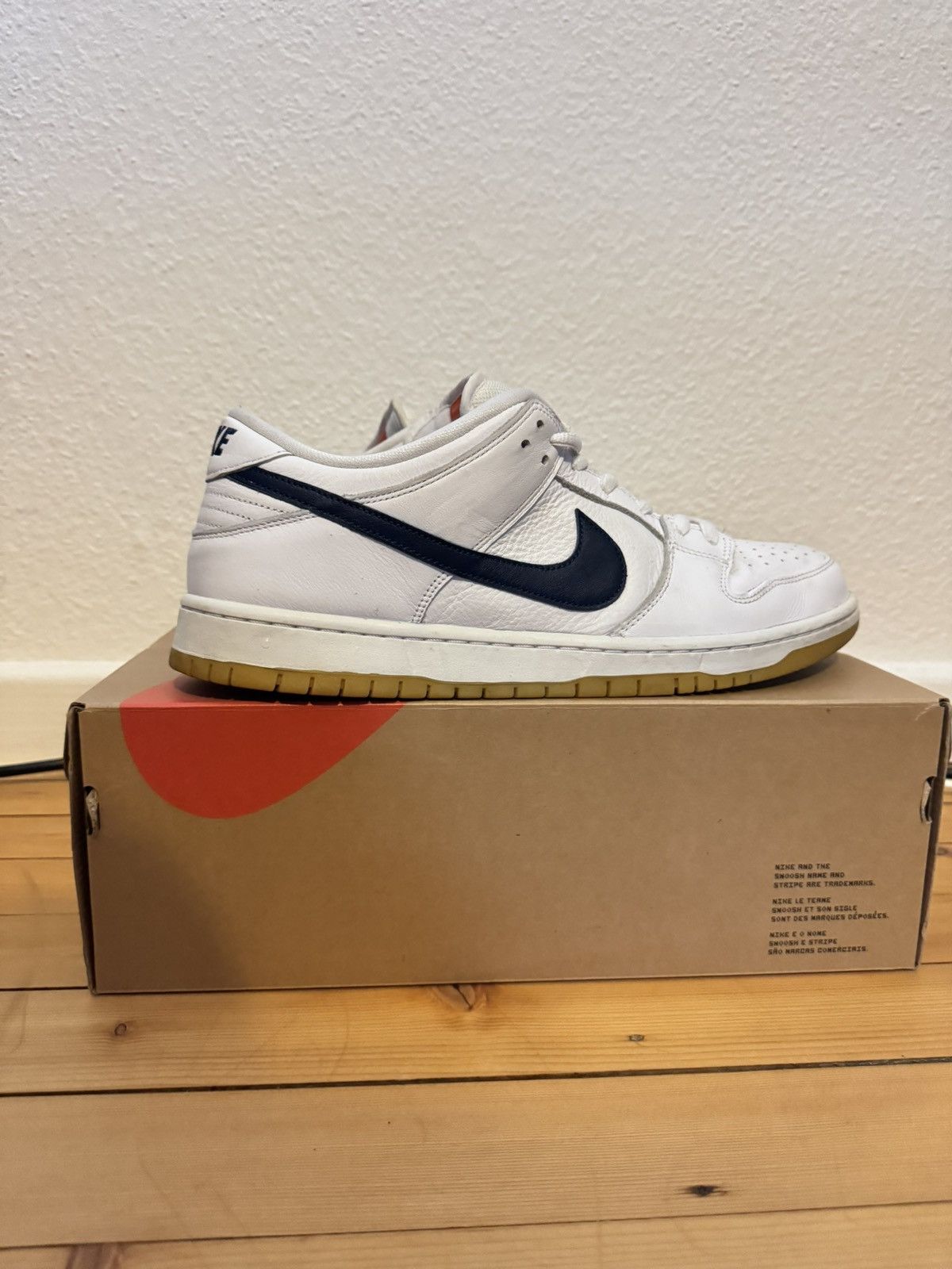 Nike Nike SB Dunk Low ISO White Navy Size US 13 / EU 46 - 4 Thumbnail