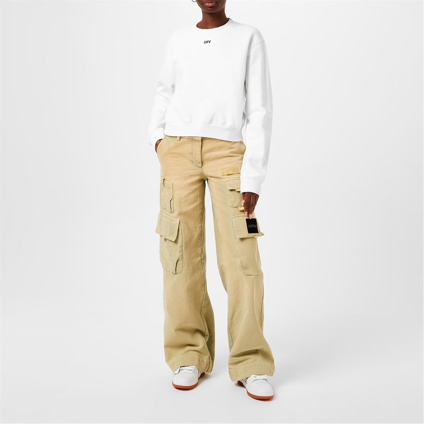 Off-White o1g2r1mq1224 Stamp Sweatshirt in White Size L / US 10 / IT 46 - 7 Thumbnail