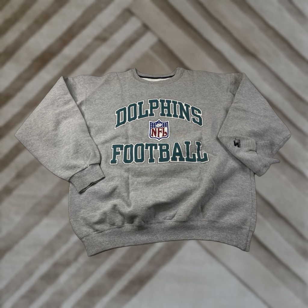 Starter VINTAGE Starter Miami Dolphins Crewneck Sweatshirt NFL USA Mens XL Gray Graphic Print Embroidered Logo 90s Retro USA Football Sweatshirt Size US XL / EU 56 / 4 - 1 Thumbnail
