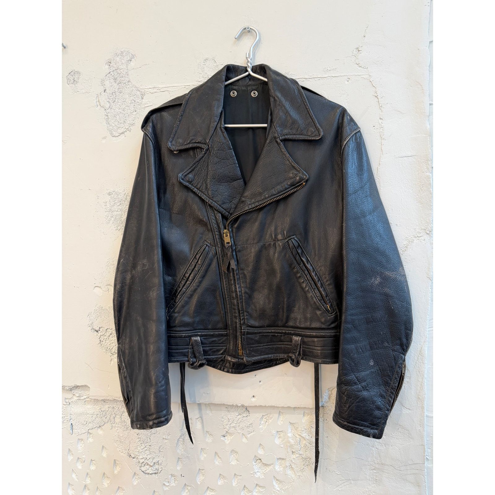 Vintage 60's Leather Moto Police Jacket