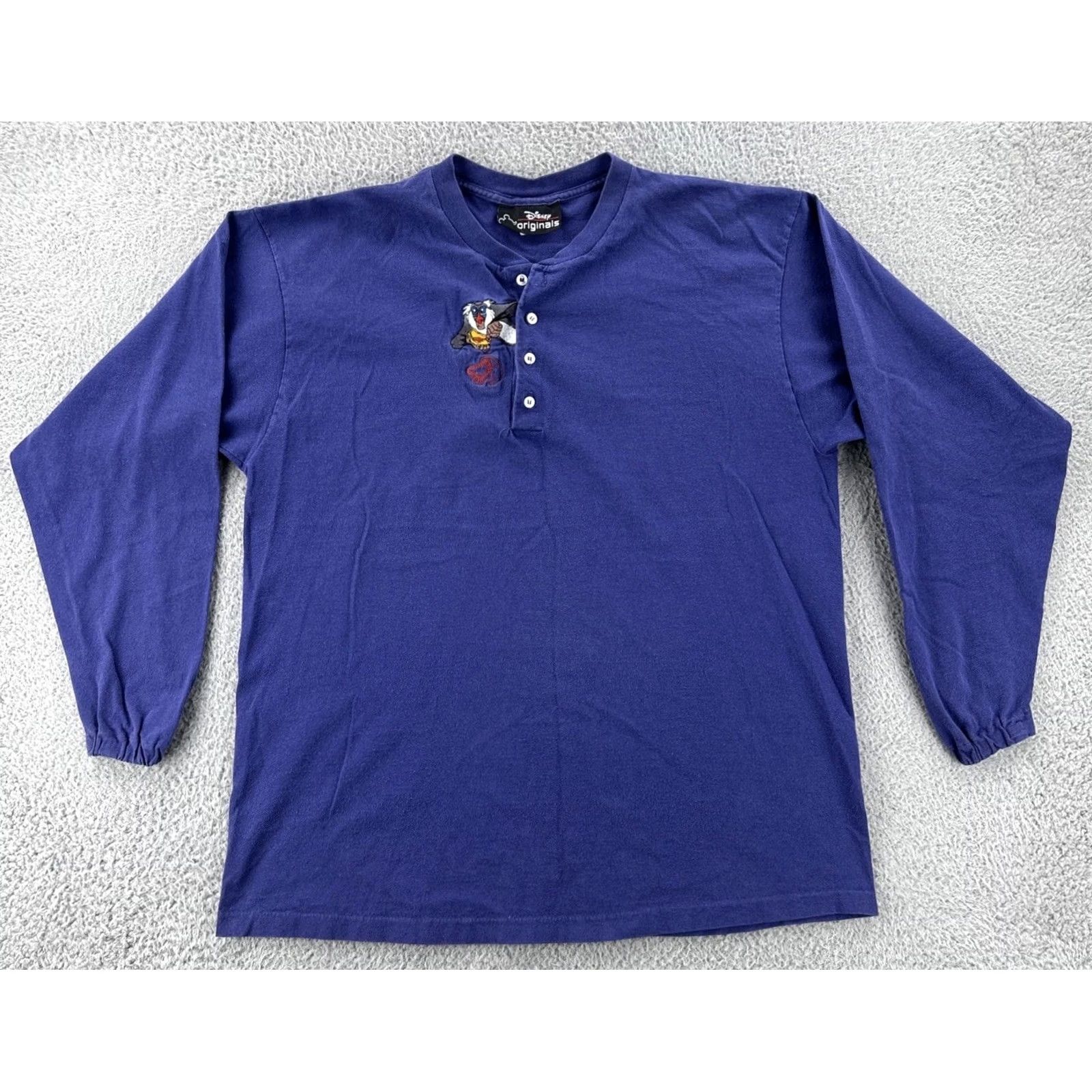 Vintage VINTAGE Disney Originals Long Sleeve Henley Shirt Mens Large Purple Rafiki USA 90s Size US L / EU 52-54 / 3 - 2 Thumbnail