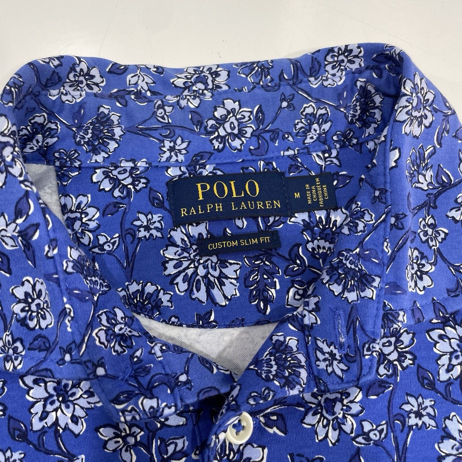 Polo Ralph Lauren Men’s Floral Polo Shirt Blue Custom Slim M