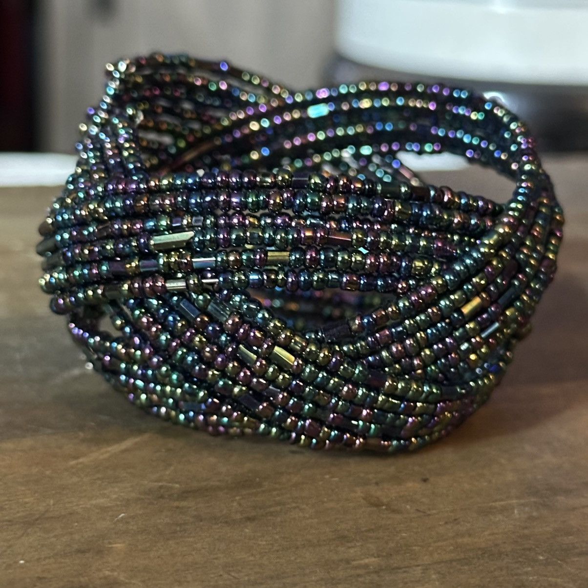 Vintage Vintage chunky braided iridescent seed bead bracelet Size ONE SIZE - 4 Thumbnail