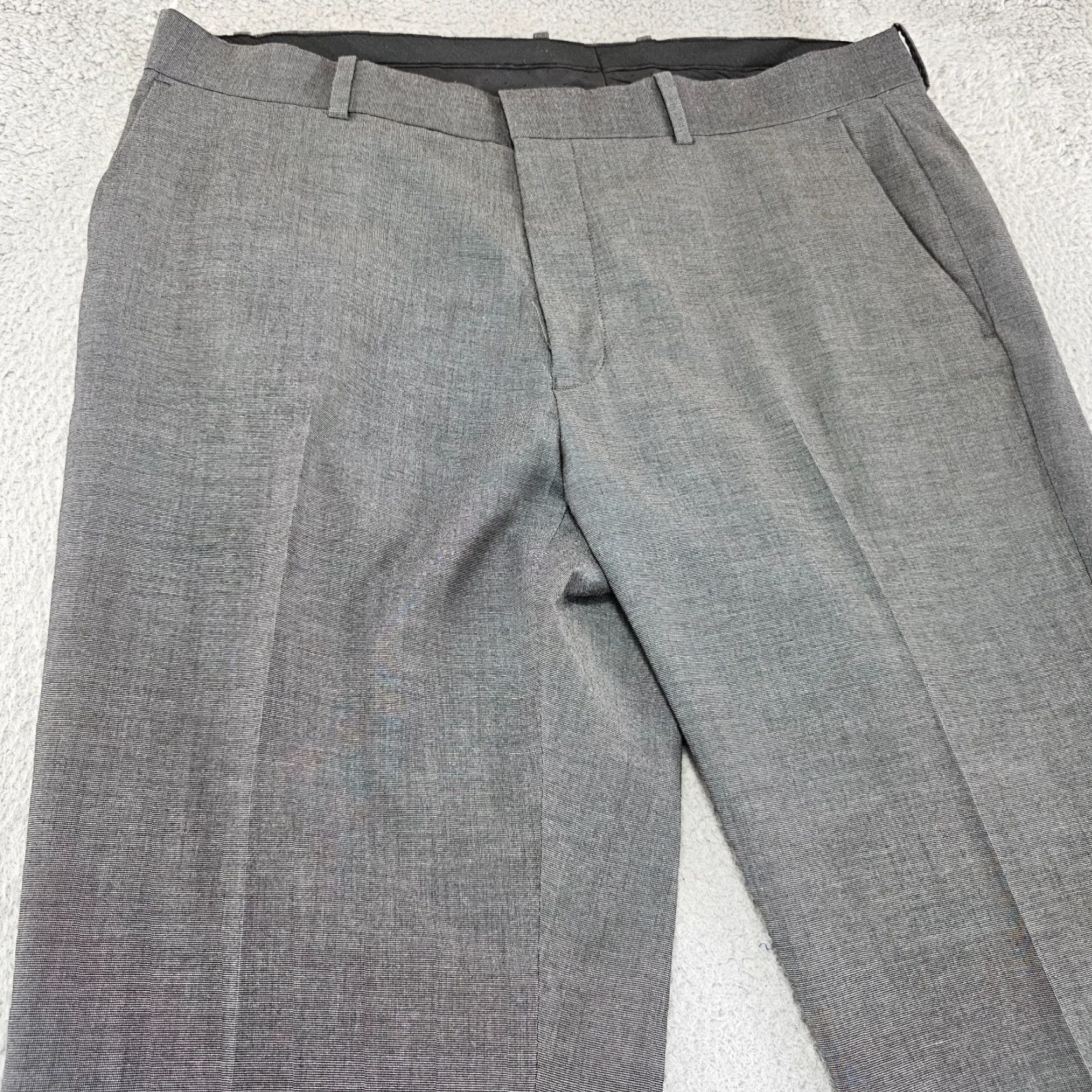 H&M H&M Dress Pants Mens 38R Grey Stretch Flat Front Trousers 38x27 Slacks Size US 38 / EU 54 - 2 Thumbnail