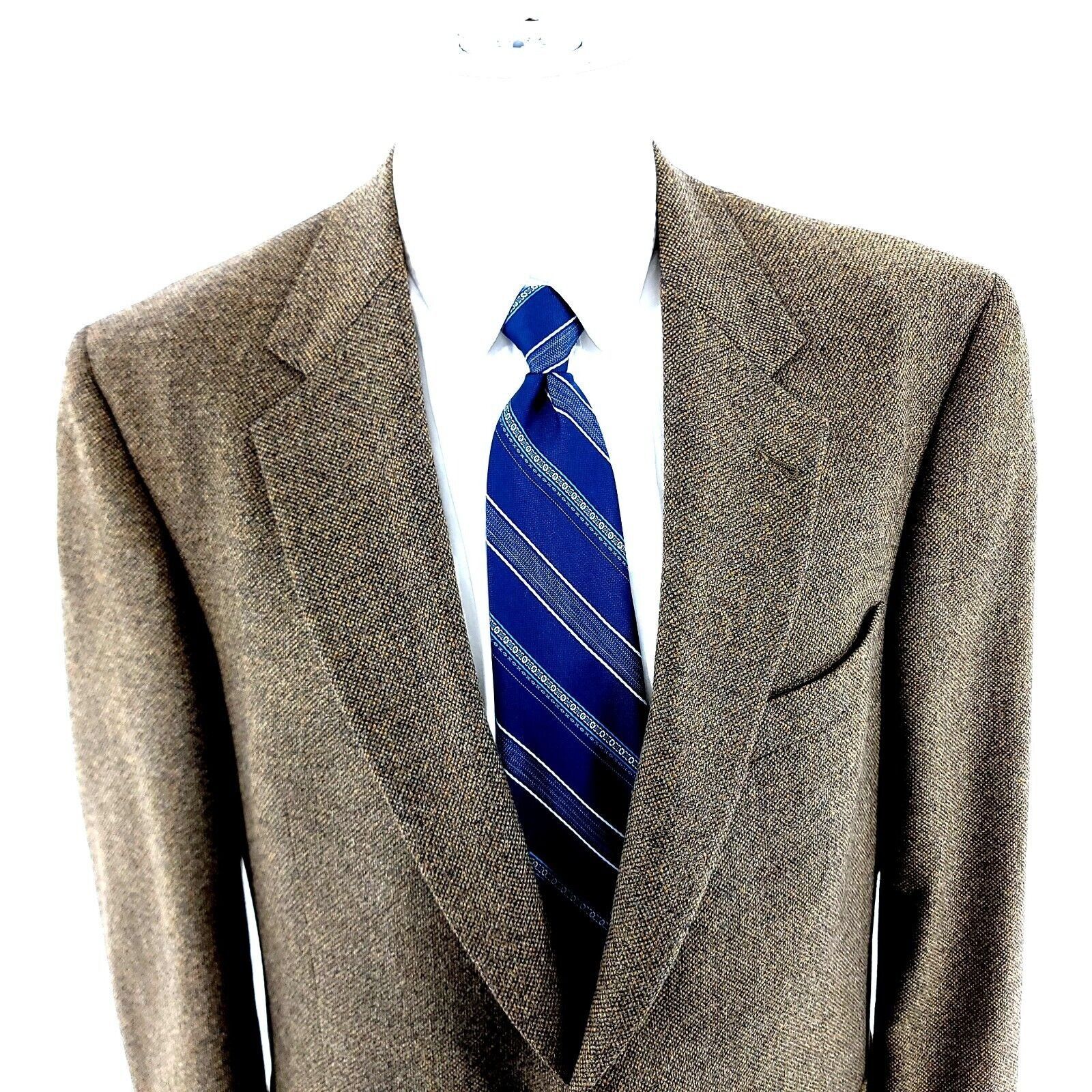Daniel Cremieux Daniel Cremieux Tweed Wool 2 Button Sport Coat 42L Tan Gray Size 42L - 1 Thumbnail