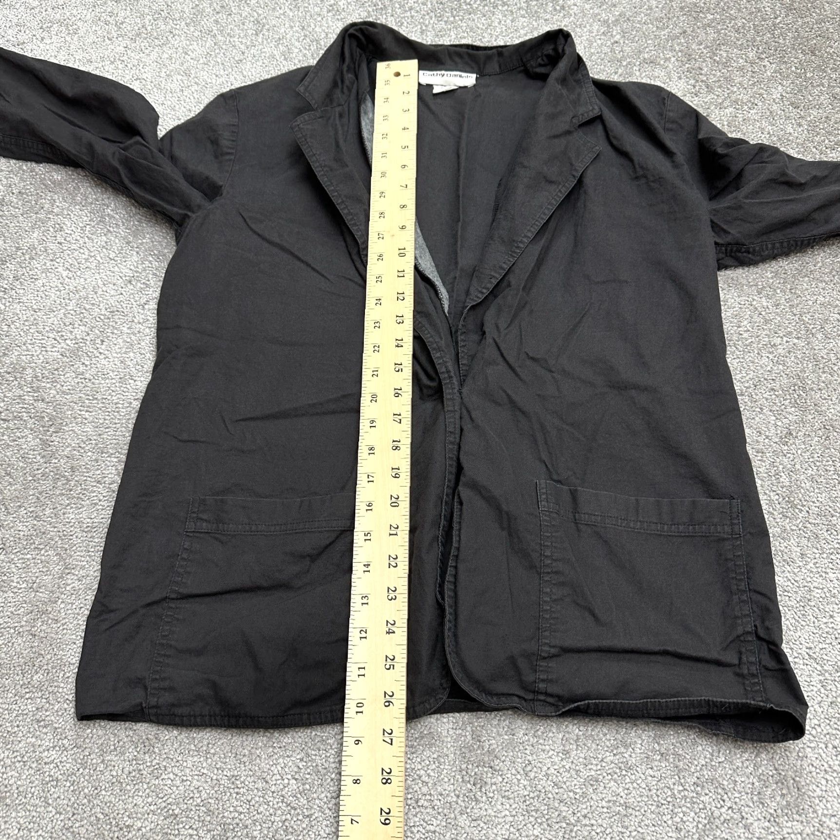 Vintage Cathy Daniels Blazer Women Medium Black Cotton Lightweight All Seasons Long Sleeve Button Closure Workwear Classic Womens Size M / US 6-8 / IT 42-44 - 5 Thumbnail