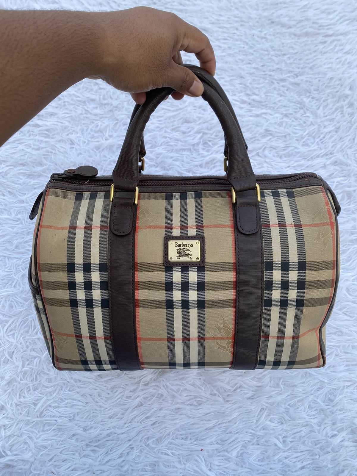 Rare Vintage 90s Burberry Nova Check Speedy Hand Bag