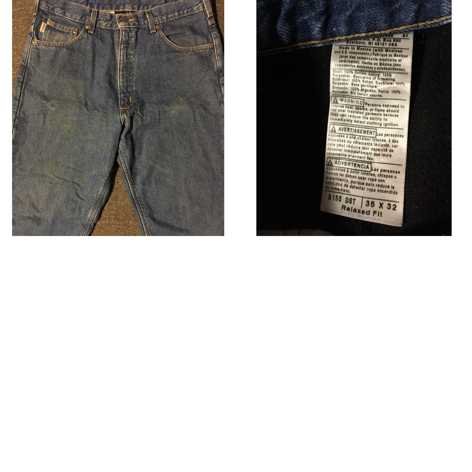 Carhartt Vtg Carhartt Faded Fleece Lined Jeans 35/32 Work Biker Grunge Skate WIP 90s USA Size US 35 - 8 Thumbnail