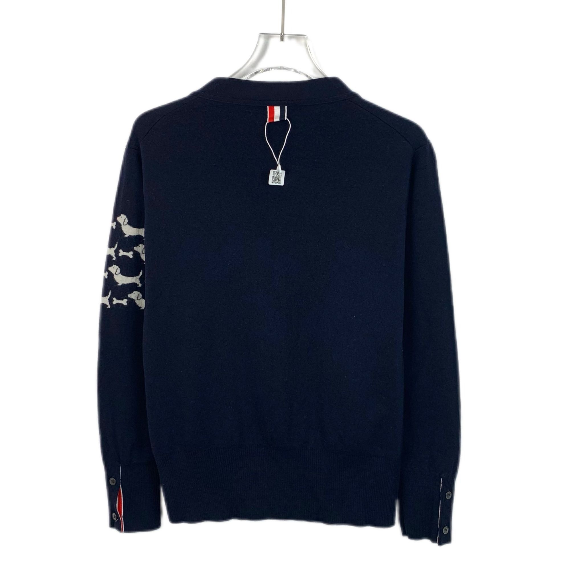 Thom Browne Thom Browne Navy Wool Cardigan With Dog Embroidery Size Size S / US 4 / IT 40 - 2 Thumbnail