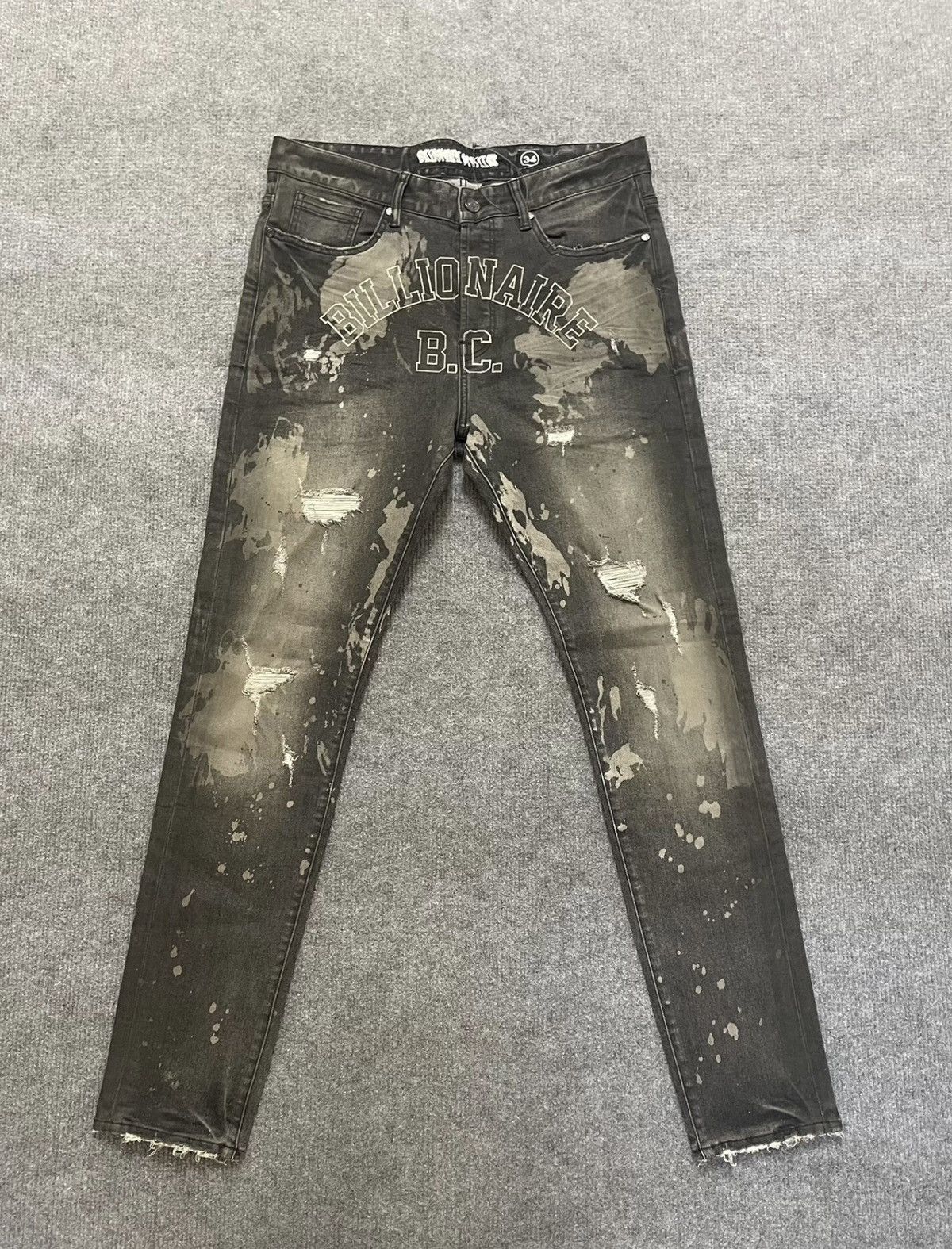 Billionaire Boys Club BBC Distressed Embroidered Slim-Fit Stretch Jeans Size US 34 / EU 50 - 1 Thumbnail