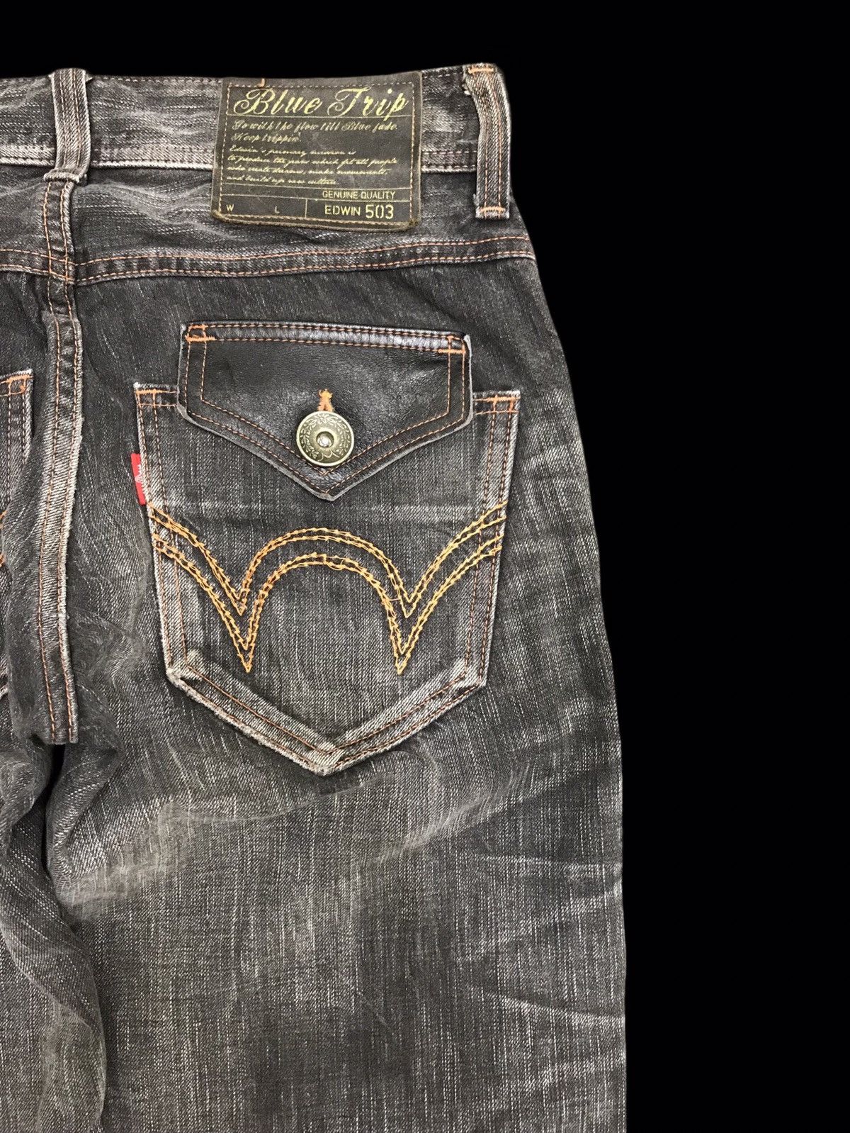Edwin 💥ARCHIVAL💥EDWIN 503 BLUE TRIP RAW FADE BLACK DENIM F351 Size US 31 - 11 Thumbnail