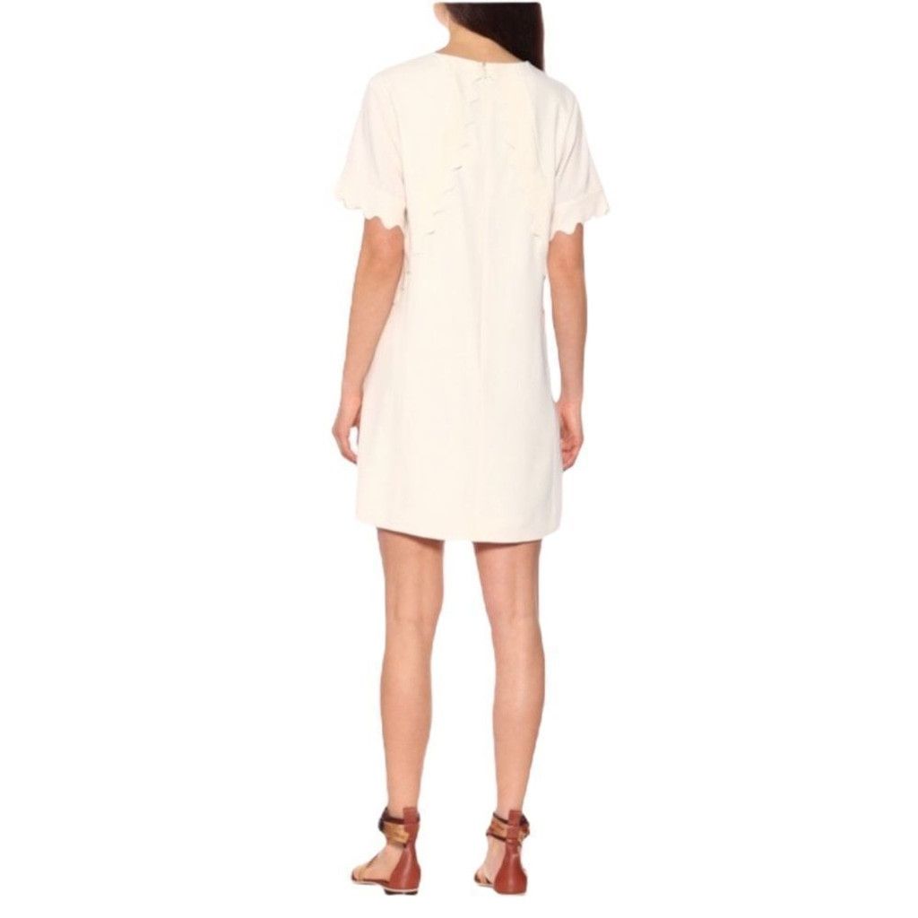 Chloe NEW Chloe Butter Cream Crepe Scalloped Dress EU 36/ US 6 Size M / US 6-8 / IT 42-44 - 4 Thumbnail