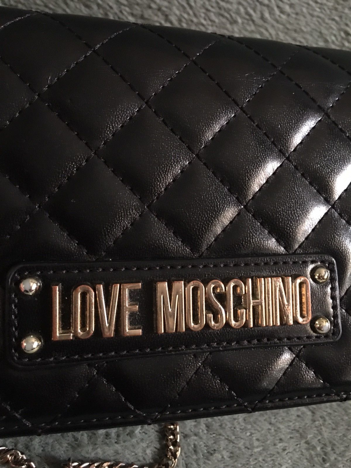 Love Moschino × Moschino Love Moschino Quilted Chain Shoulder Coated Black Bag Size ONE SIZE - 7 Thumbnail