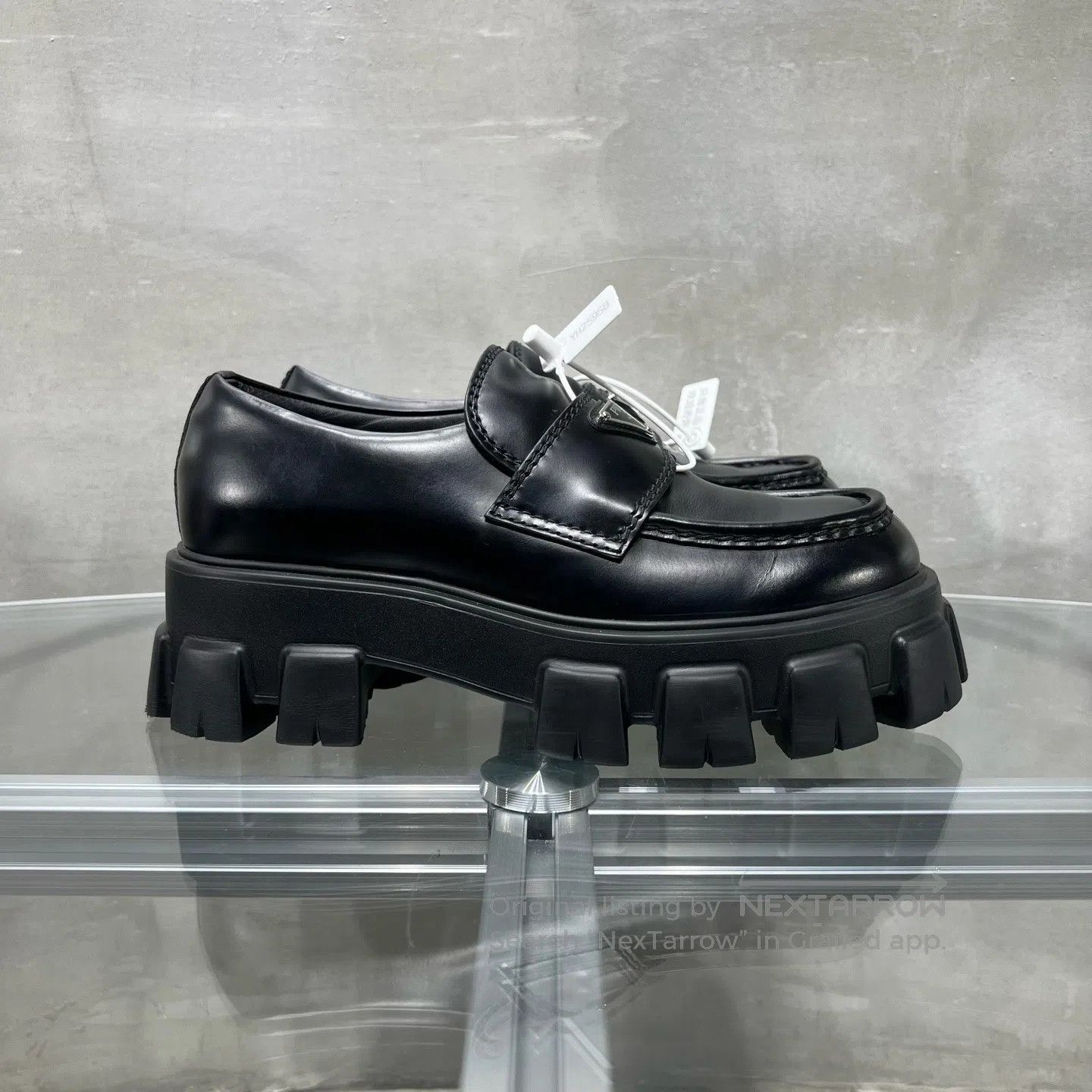 Prada Prada Monolith triangular logo black thick-soled loafers Size US 9 / IT 39 - 4 Thumbnail
