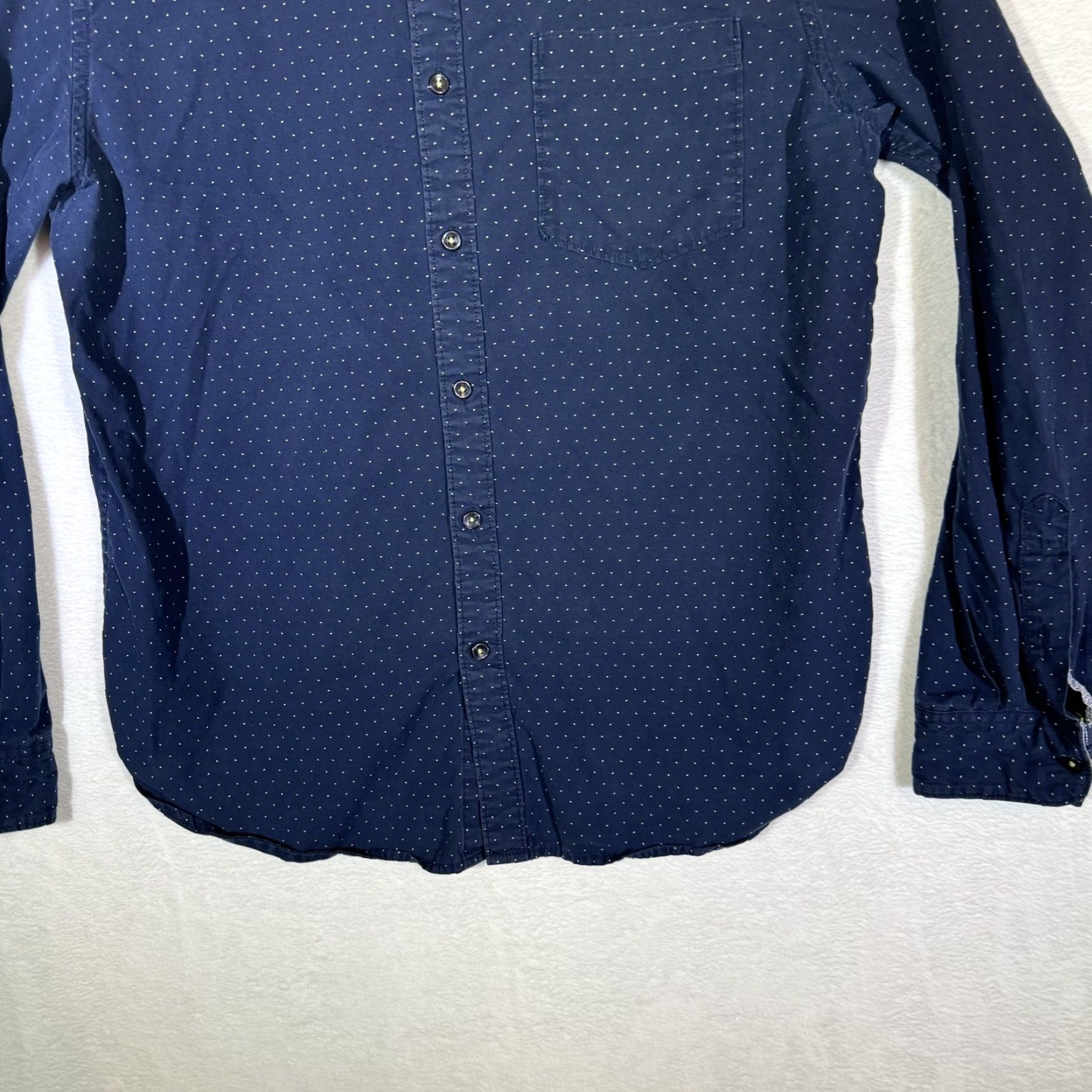 Vintage VINTAGE Cactus Man Shirt Mens Large Slim Fit Button-Down Long Sleeve Polka Dot Blue Dress Shirt Size 42R - 3 Thumbnail