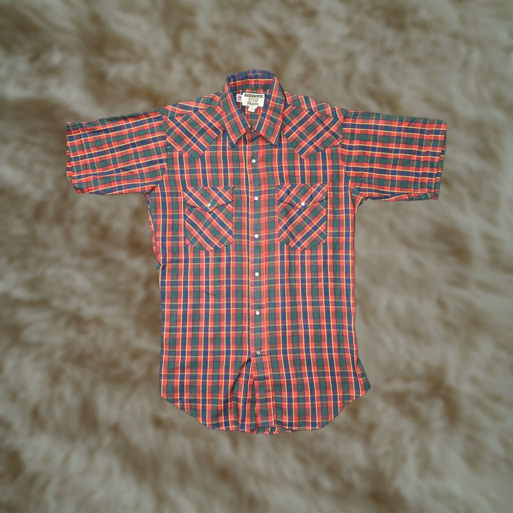 Vintage VINTAGE Ruddock Shirt Mens Small Red Plaid Western Pearl Snap Short Sleeve USA Size US M / EU 48-50 / 2 - 1 Thumbnail