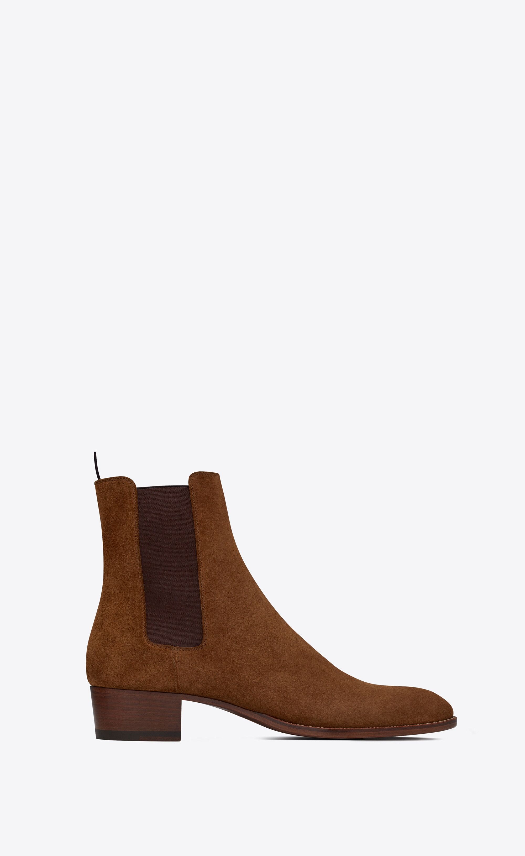 Saint Laurent Paris o1bcso1str1224 Wyatt Chelsea Boots In Suede in Brown Size US 10 / EU 43 - 1 Thumbnail