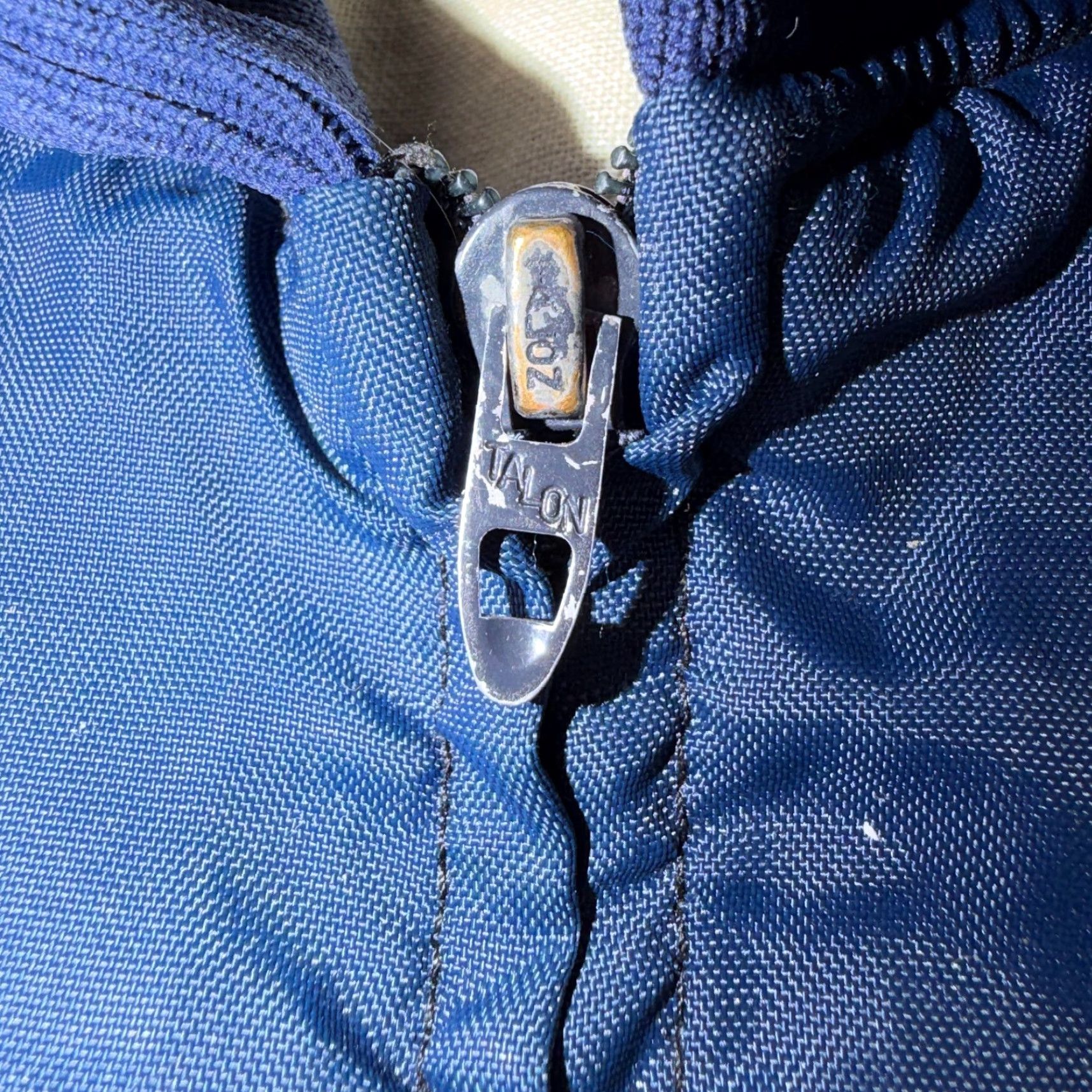 Vintage Vtg Coors Light Satin Poly Bomber Jacket Rockabilly Blue USA Talon 1960s 1970s Size US S / EU 44-46 / 1 - 7 Thumbnail