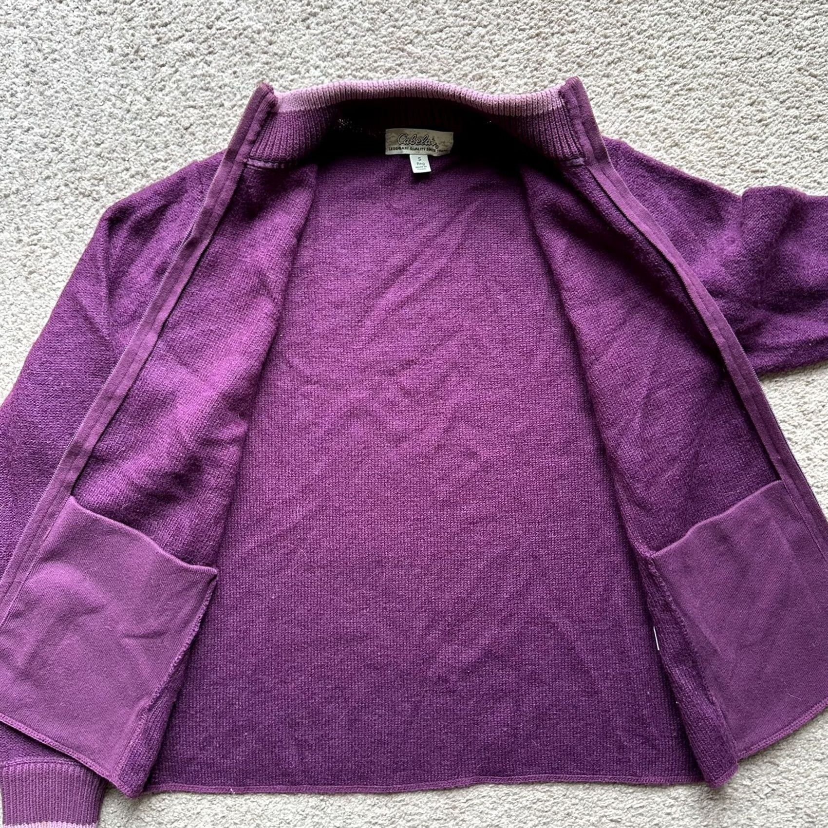 Vintage Cabela's Sweater Womens Small Full Zip Pink Mock Neck Wool Blend Pockets Size S / US 4 / IT 40 - 3 Thumbnail