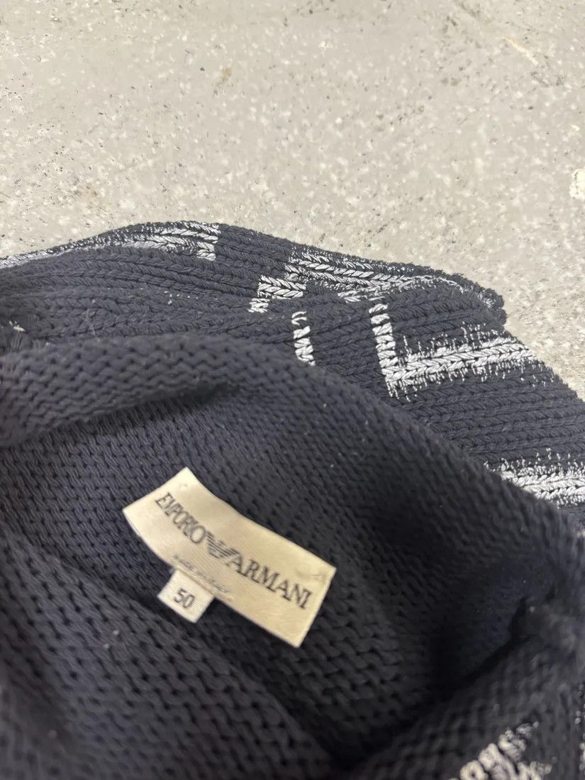 Emporio Armani × Vintage 1990s Emporio Armani Psycho Navy Sweater Size US S / EU 44-46 / 1 - 9 Thumbnail