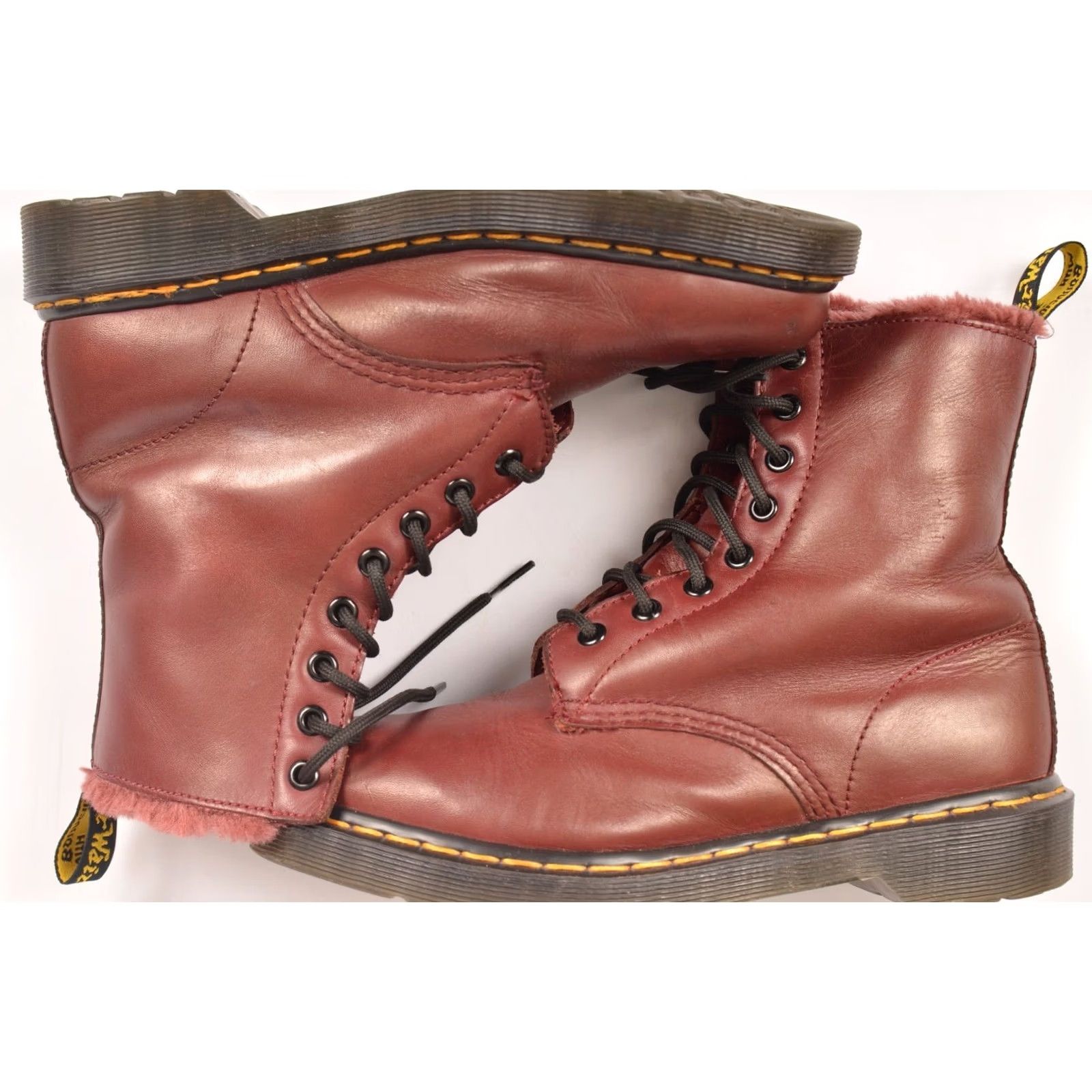 Dr. Martens Dr. Martens Serena Burgundy Faux Fur Lined Combat Leather Boots US 8 L Womens Boots Size 39 / EU 39 Red Leather Combat Shoes Size US 8 / IT 38 - 6 Thumbnail