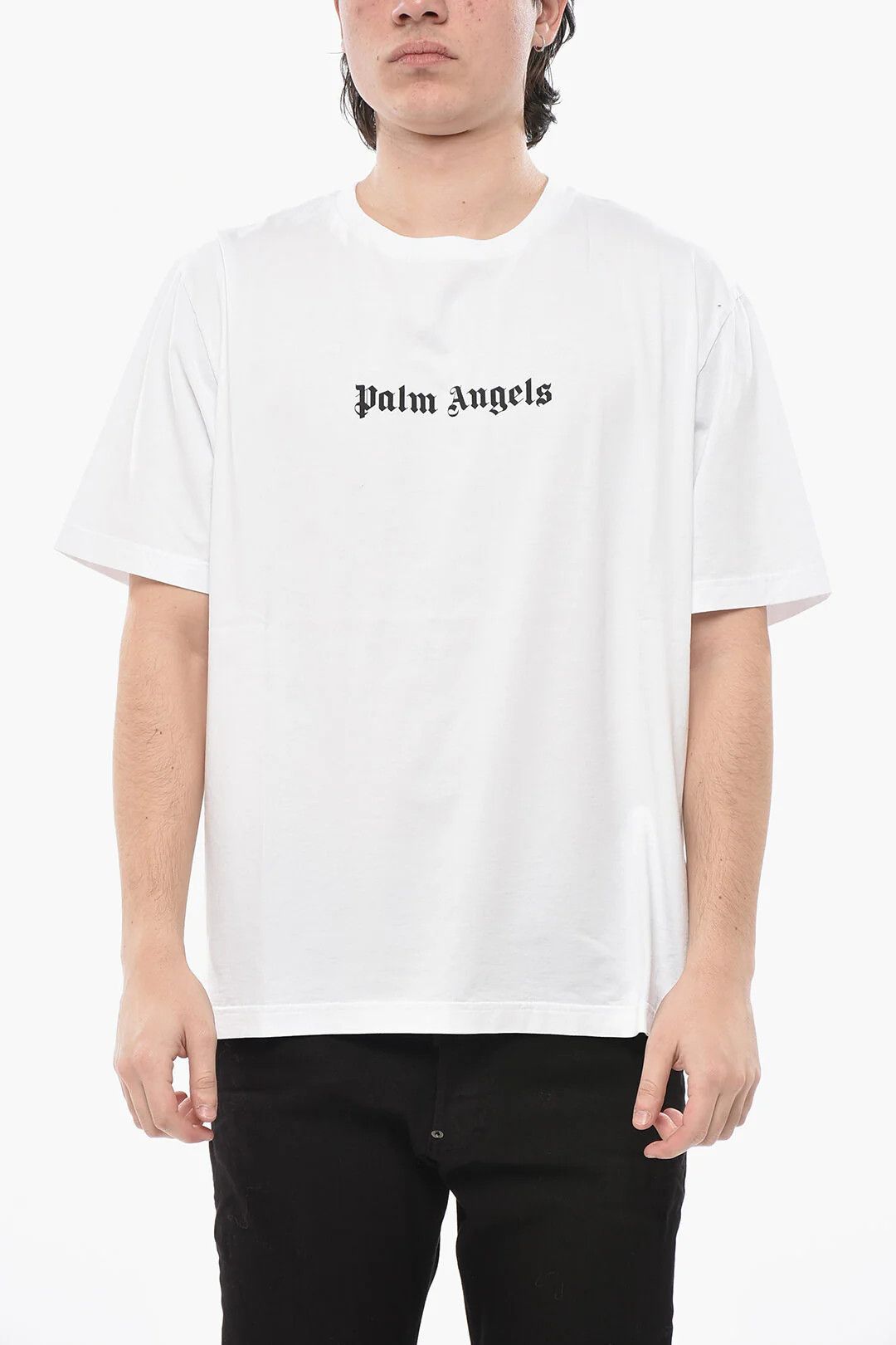 Palm Angels og1mm0226 Contrast Logo Crewneck T-Shirt in White Size US M / EU 48-50 / 2 - 1 Thumbnail