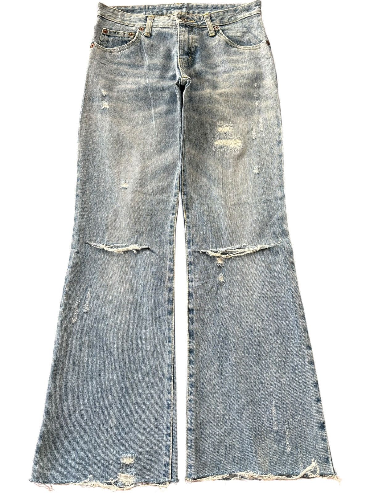 ATSURO TAYAMA Vintage Atsuro Tayama Faded Wash Distressed Flare Jeans Size 29" - 1 Thumbnail