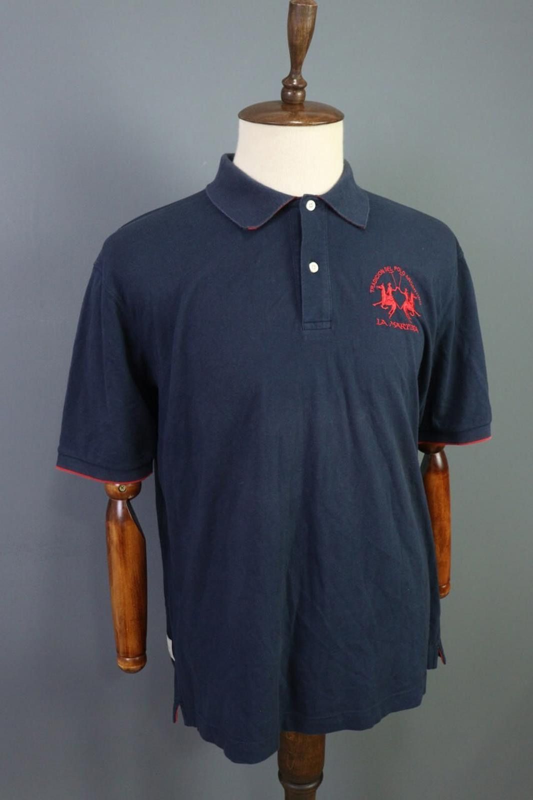 La Martina La Martina Navy Cotton Collared Popover Polo Shirt Size 2XL Size US XXL / EU 58 / 5 - 6 Thumbnail