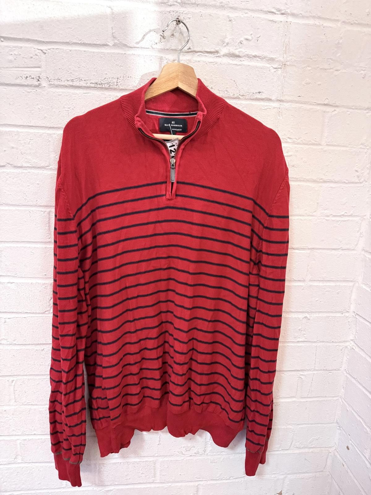 Other Blue Harbour Men's Red and Black Striped Half Zip Sweater Size ONE SIZE - 1 Thumbnail