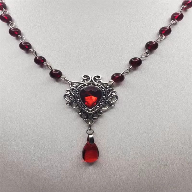 Jewelry Romantic Gothic Heart Rosary Necklace Size ONE SIZE - 4 Thumbnail
