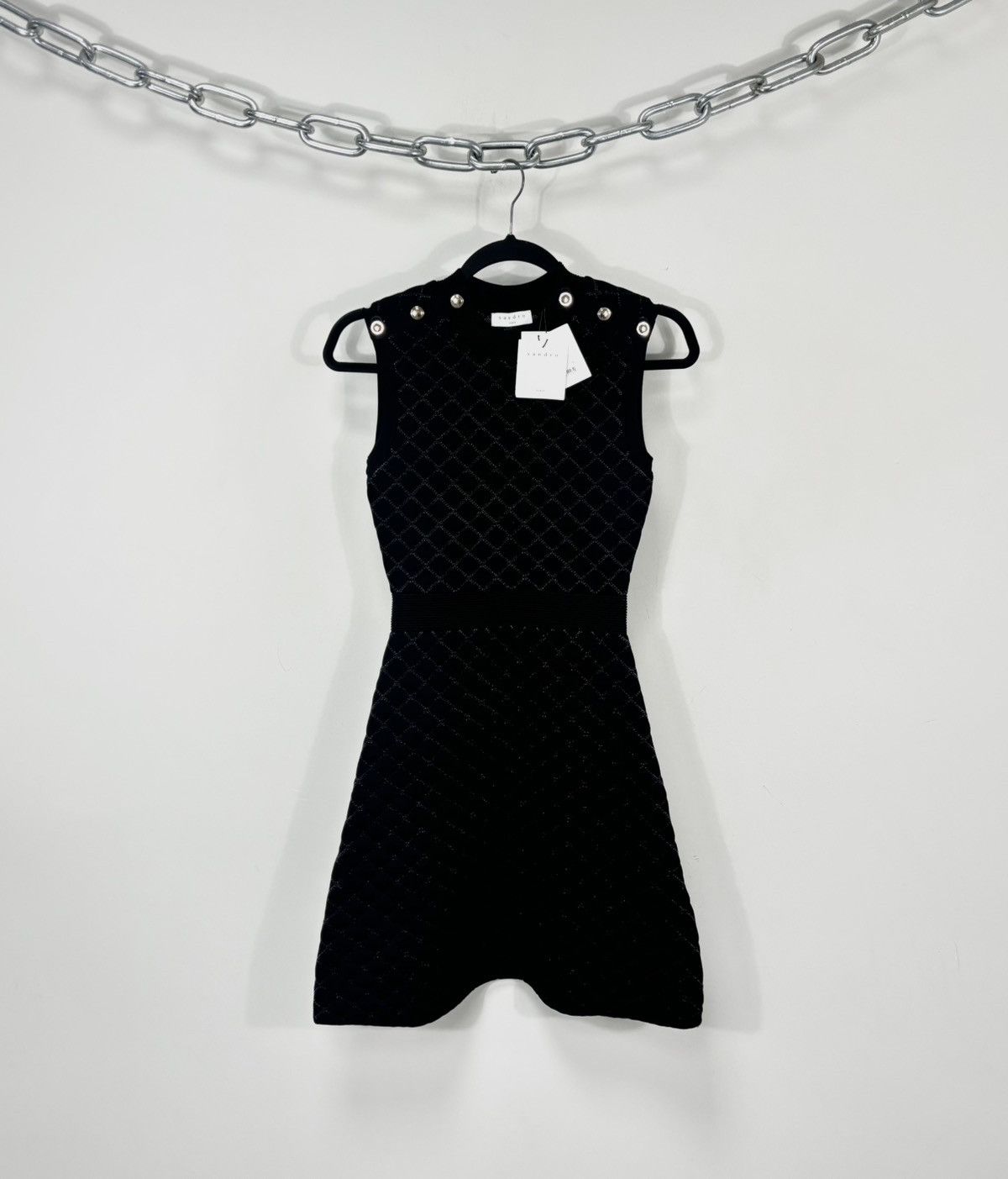 Sandro Sandro Paris Women’s NWT Quilted Black Sleeveless Mini Dress Size XS / US 0-2 / IT 36-38 - 1 Thumbnail