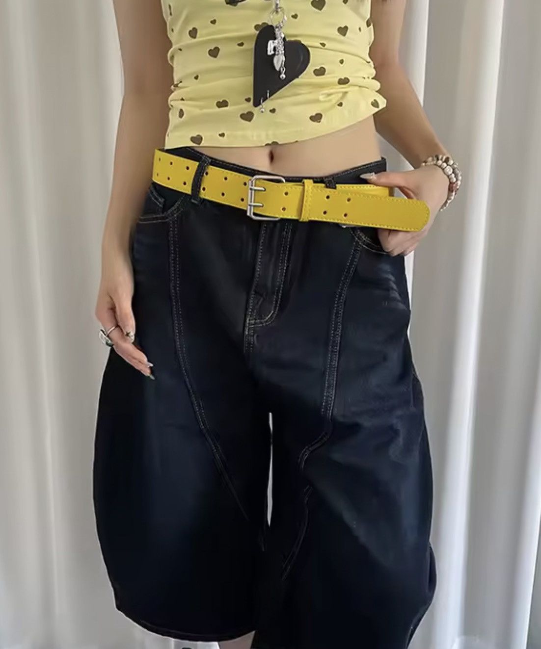 Other Y2K Double-Hole Yellow PU Leather Belt Size ONE SIZE - 4 Thumbnail