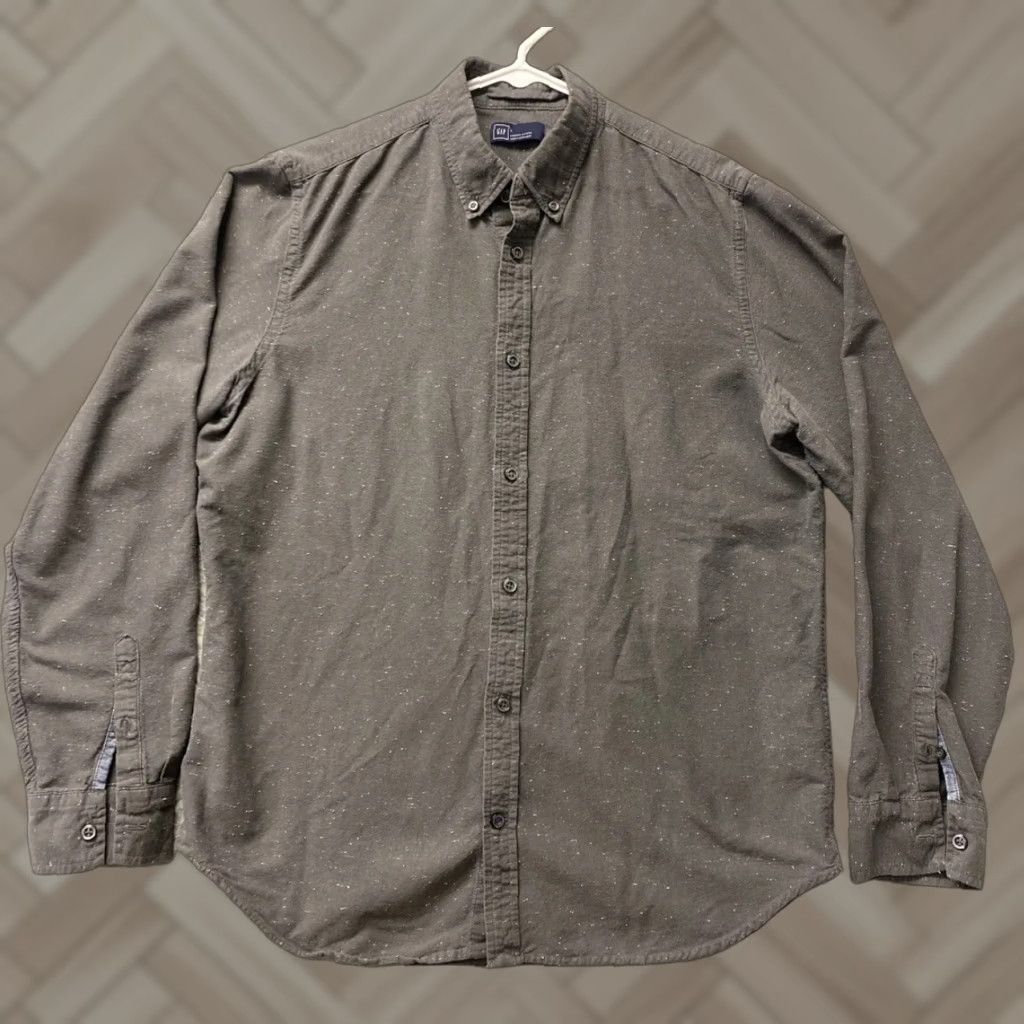 Gap GAP Shirt Mens Large Grey Knit Casual Button Long Sleeve / 102-32 Size US L / EU 52-54 / 3 - 1 Thumbnail