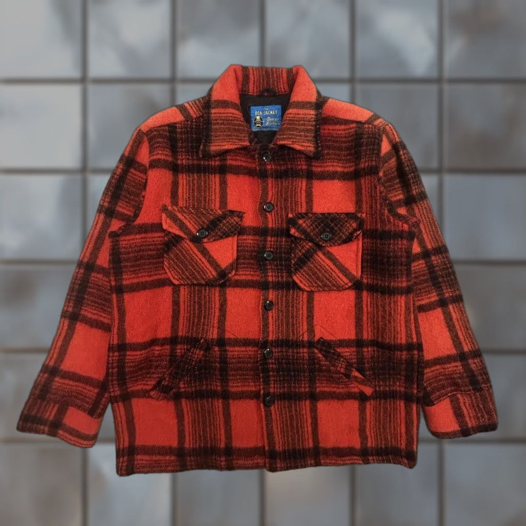 Vintage VINTAGE Deacon Brothers Dea-Jacket Shirt Mens Large Buffalo Plaid 60s Made USA Size US L / EU 52-54 / 3 - 1 Thumbnail