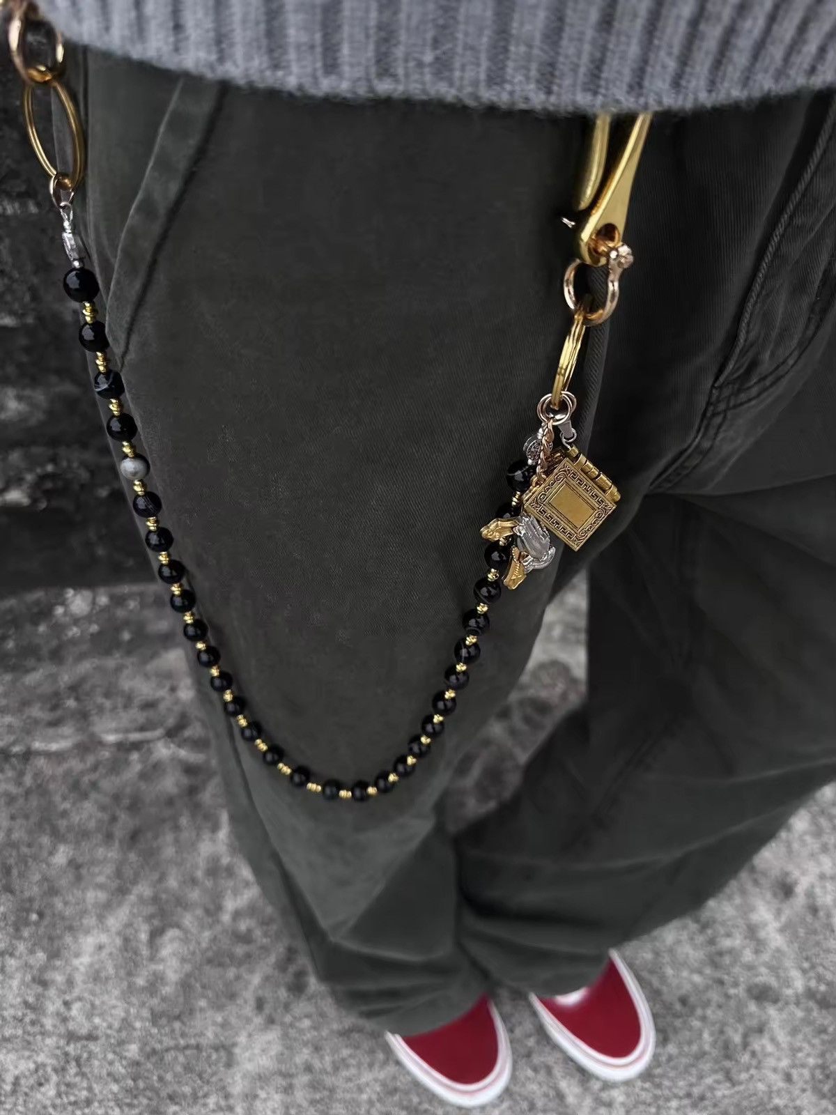 Jewelry Black Beads Cross Pant Chain Size ONE SIZE - 3 Thumbnail
