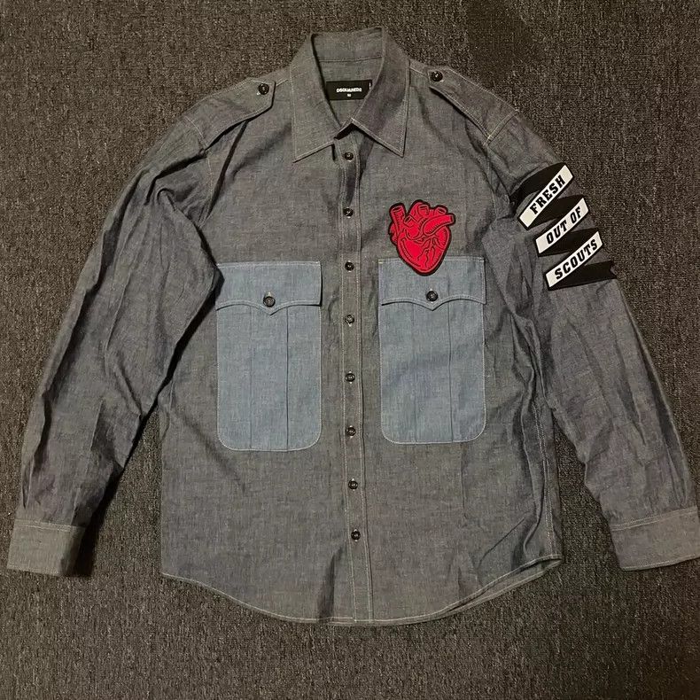 Dsquared2 Dsquared2 Denim Shirt with Heart Patch-yf Size US M / EU 48-50 / 2 - 1 Thumbnail
