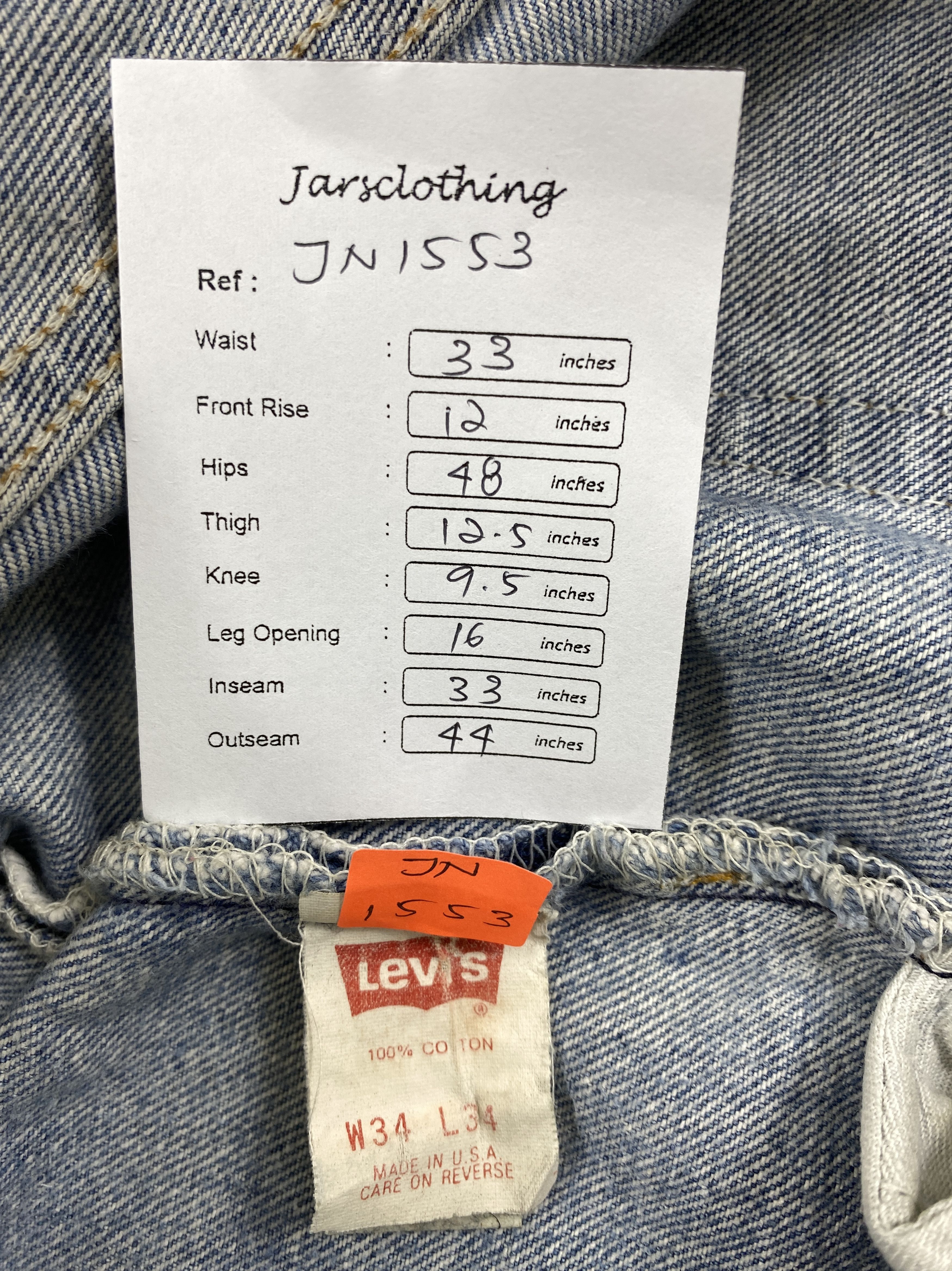 Levi's 90's Mid Blue Vintage Levi's 501 USA 33x33 Denim -JN1553 Size US 33 - 8 Thumbnail