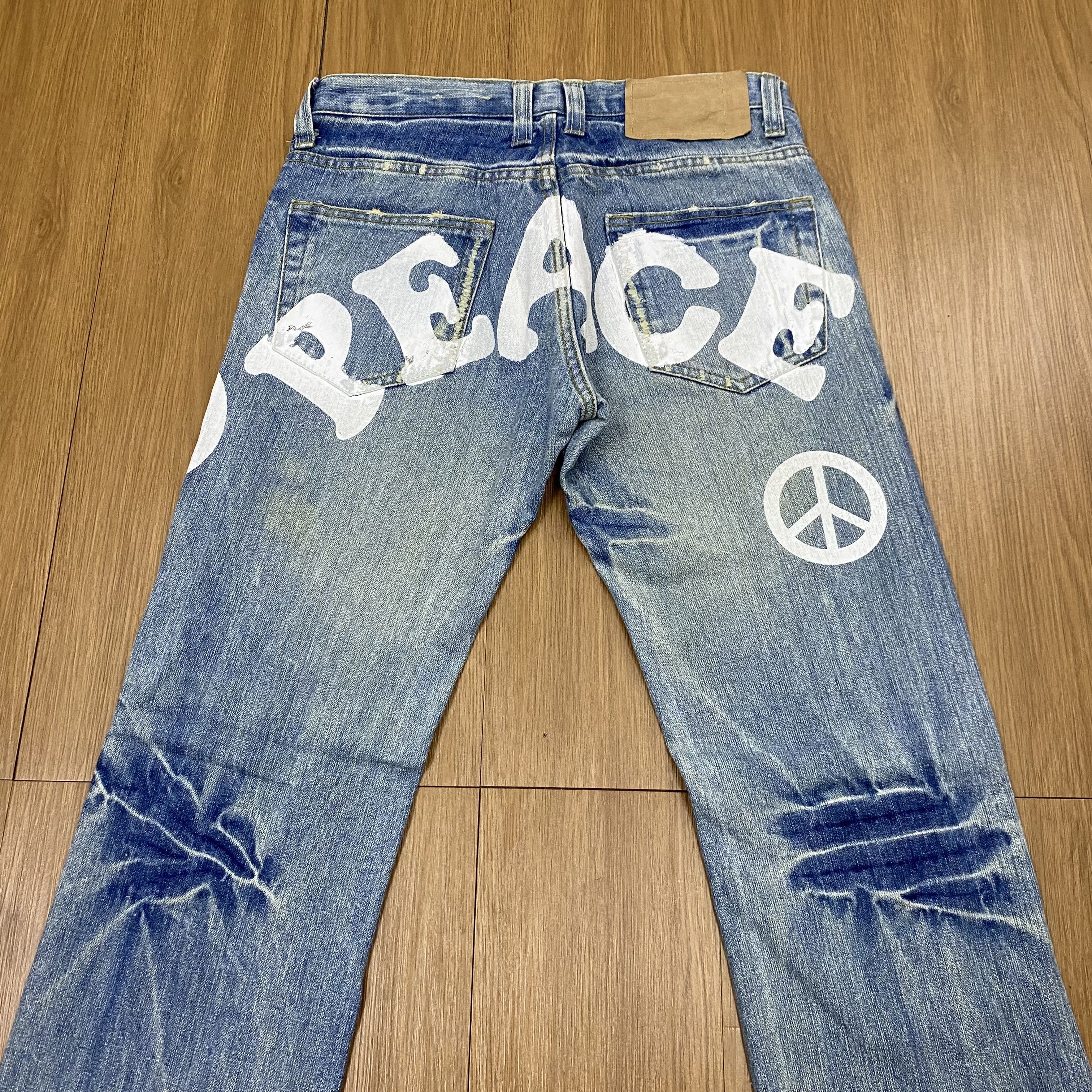 Japanese Brand × Vintage Vintage PEACE Jeans Painted Denim Distress CD151 Size US 31 - 10 Thumbnail