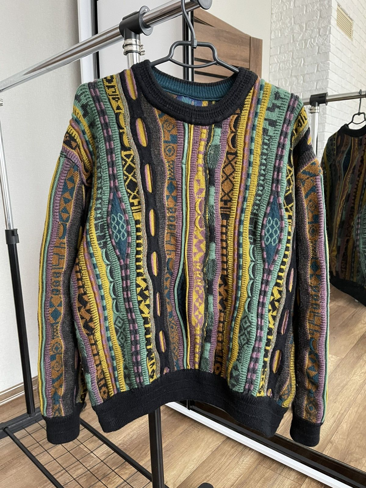 Limnos 90s Australia MADE 3D Knit Sweater L Multi Color Wool