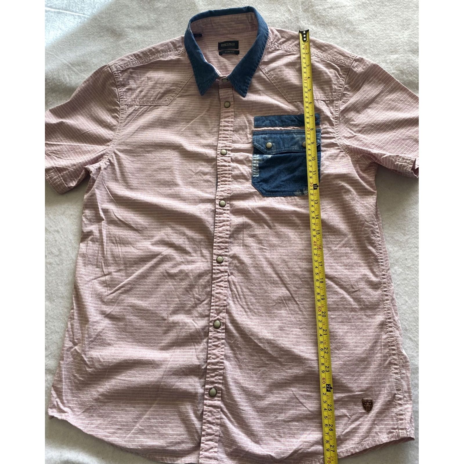 Pinko Buffalo Button Shirt Men’s M Pink Short Sleeve Solid Button-Up Casual Formal Caps Pattern Collared Size US M / EU 48-50 / 2 - 4 Thumbnail