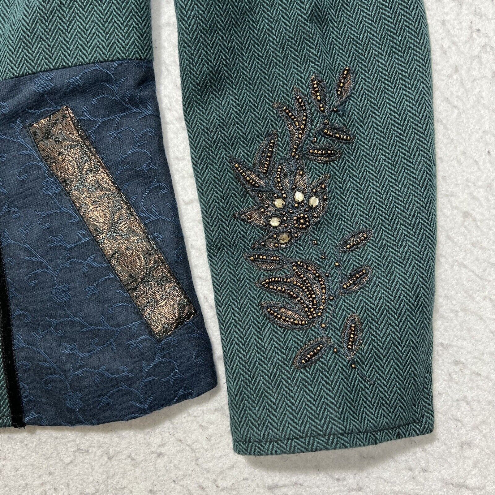 Coldwater Creek Coldwater Creek Teal Green Blazer Metallic Embroidery Jacket Size S / US 4 / IT 40 - 6 Thumbnail
